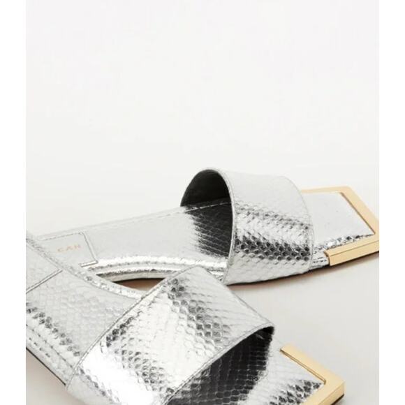 Good American Women's Silver Snake Print Slide Sz 6.5 - Picture 2 of 8